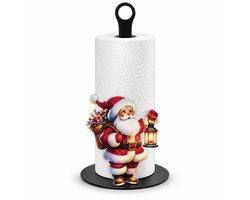 Keukenrolhouder Staand Kerst - Kerstman Design van Acryl - 26 cm - Kerstdecoratie voor Binnen