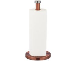 keukenrolhouder staand - Ø 32 x 15 cm - rvs - modern - rond - koper-zilver