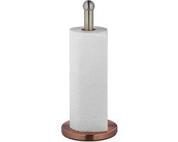 keukenrolhouder staand - Ø 35 x 15 cm - rvs - rond - zilver-koper