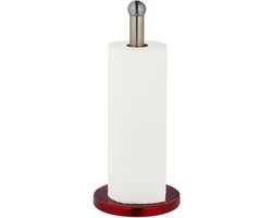 keukenrolhouder staand - Ø 35 x 15 cm - rvs - voor op aanrecht - zilver-rood