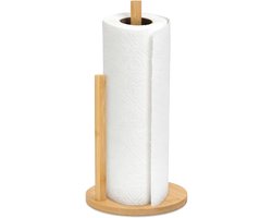 Keukenrolhouder - staand van hout - keukenrolhouder met anti-wollen arm - voor badkamer en woonkamer