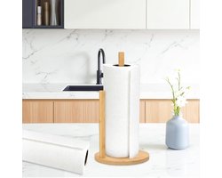 Keukenrolhouder, staand van hout, Scottex, keukenrolhouder met anti-wollen arm, voor badkamer en woonkamer