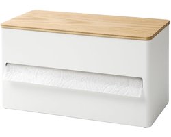 Keukenrolhouder - Stijlvol en Praktisch - 1 stuk - Staal en Hout - 16,2 x 31,2 x 17 cm