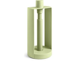 Keukenrolhouder Stop -Kunststof - Met STOP knop - Eucalyptus groen - ø 15,5 x H 34 cm