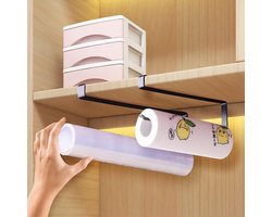 Keukenrolhouder - Toiletrolhouder - WC Rolhouder - Planchet Badkamer - 2 Stuks Keukenrolhouder - Zonder Boren - Papieren Handdoek, rolhouder, servetten, dispenser, kast voor keuken, badkamer - Zwart