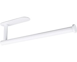 Keukenrolhouder van roestvrij staal - Ponsvrije keukenrolhouder - Keukenrolhouder voor aan de muur - Zelfklevende keukenrolhouder - Geschikt voor kastomtrek, vlakke wand, badkamer, toiletwand - Wit