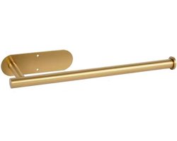 Keukenrolhouder van roestvrij staal, wandmontage, zonder spijkers of boren, zelfklevend, keukenrolhouder, toiletrolhouder voor de badkamer (goud, ovaal, lang).