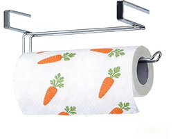 Keukenrolhouder voor kastjes - Multifunctionele hangende keukenrolhouder - Praktisch badkamerplankje - Geschikt voor keukenkastjes, campers en badkamers - Hangende keukenrolhouder voor aan de deur - Ruimtebesparend - Zilver