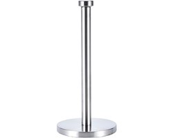 Keukenrolhouder voor toiletpapier - Vrijstaand - 32 cm roestvrijstalen verticale standaard - Ponsvrije houder voor papieren handdoeken - Praktische houder voor toiletpapier in de keuken - Badkamer - Buiten (zilver)