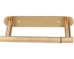 Keukenrolhouder Wandmontage - Papierhouder - Badkamer Keuken - 304 Roestvrij Staal - 20 x 11 cm - Geborsteld Goud