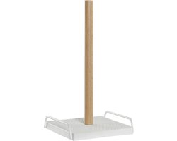 Keukenrolhouder wit 16 x 30 cm - Keukenpapier/keukenrol houders van hout