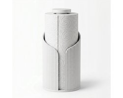 Keukenrolhouder wit (mat)- keukenrol houder staand - design keukenrolhouder - keukenrol standaard - moderne keuken accessoire - vrijstaand - ribbel design - stevig en stabiel