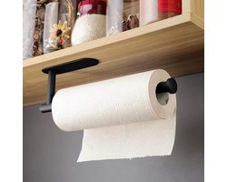 Keukenrolhouder - Zelfklevend - Hangend - Zwart