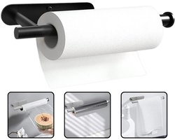 Keukenrolhouder - Zelfklevende Tissue Hanger - Roestvrijstalen Wandmontage - Keuken handdoekhouder- & Handdoekrek - Zwart