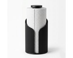 Keukenrolhouder zwart (mat)- keukenrol houder staand - design keukenrolhouder - keukenrol standaard - moderne keuken accessoire - vrijstaand - ribbel design - stevig en stabiel