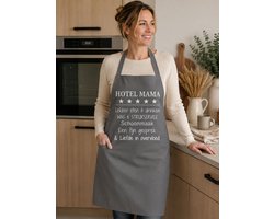 Keukenschort grijs vrouw met grappige tekst bedrukt cadeau| katoenen Keuken BBQ Schort Kookschort Kokschort hotel mama mama papa opa oma vrouwen dames mannen heren anders dan tekstbord je wordt liefste aanstaande zwangerschapsaankondiging