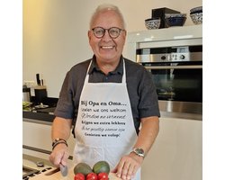 Keukenschort met grappige tekst bedrukt cadeau voor |  Bij opa en oma thuis regels | katoenen keuken Schort Kookschort Kokschort BBQ Schort Kookschort | Moederdag Vaderdag  vrouw man verjaardag kerst hoera jullie worden grootouders zwangerschap baby