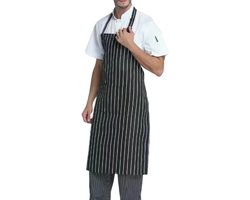 Keukenschort - Professioneel kookschort - Schort voor de horeca - Keukenschort - Schort - Twee zakken - 95*68 cm - Unisex - Vlekbestendig - Geschikt voor keukens, restaurants, barbecues, enz. - Zwart, wit