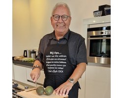 Keukenschort zwart met grappige tekst bedrukt cadeau vaderdag katoenen Barbecueschort Keuken BBQ Schort Kookschort Kokschort liefste master chef opa mama papa opa oma vrouwen dames mannen heren anders dan tekstbord