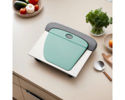 Keukenschraper - 2-in-1 roestvrijstalen schraper en deegsnijder, deegschraper voor het bakken in de keuken, bakgereedschap voor bloem, fruit, pizza met ergonomische handgreep, groen