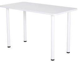 keukentafel - Keuken Kast - Bar Tafel - Keuken Werktafel - Keuken Werkblad - Keuken Bijzettafel - Multifunctionele Keuken-/Bureautafel met Verstelbare Poten (120x60x76 cm) – Wit & Eiken