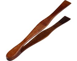Keukentang - Serveertang - Hout - Grilltang - Broodroostertang - Toast tongs - Multifunctioneel - Keukengerei - Lange keukentang voor in huis - BBQ accesoires - Geschikt voor keukens, kamperen, barbecues, buffetten en restaurants - 26*6.5cm - Bruin