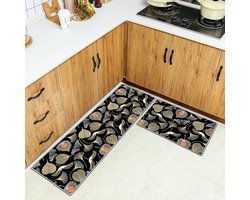 Keukentapijt, 2 stuks antislip keukenmat sets, wasbare keukenvloermat voor keuken, hal, woonkamer, slaapkamer, badkamer (styleG, 43x75+43x150cm)