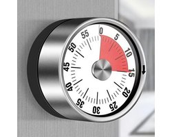 Keukentimer, kooktimer voor chefs, met luid alarm, mechanische timer, geen batterijen nodig, magnetische achterkant, fraaie roestvrijstalen behuizing, aftelfunctie, magnetisch.