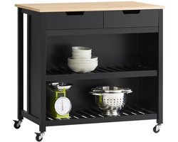 Keukentrolley – Keukenwagen – Serveerwagen – Keukenrek – Roltafel – MDF Materiaal – Groot Werkblad 98x58 cm