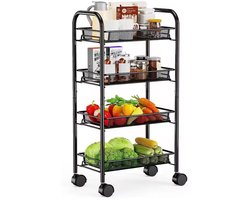 Keukentrolley of Wieltjes - Keukentrolley - Keuken trolley - Trolley op Wieltjes - Opbergtrolley - Trolley voor Keuken, Badkamer & Kantoor