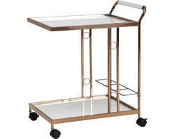 Keukentrolley - Serveerwagen - Keukentrolley - Bijzettafel op wielen - Tea wahen - Glas - Goud