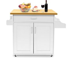 Keukenwagen met werkblad - Roltafel serveer - Keuken organiseren - Met lade en plank