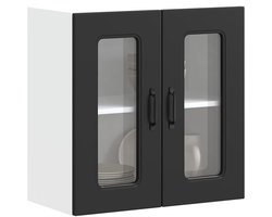 KeukenWandkast | Hangkast | Muurkast | Opbergkast met glazen deur Kalmar bewerkt hout zwart
