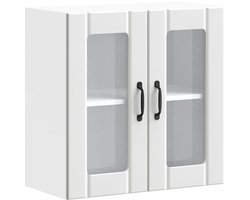 KeukenWandkast | Hangkast | Muurkast | Opbergkast met glazen deur Lucca bewerkt hout wit