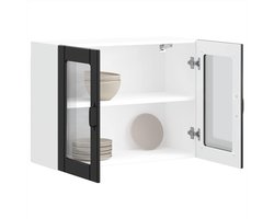 KeukenWandkast | Hangkast | Muurkast | Opbergkast met glazen deur Lucca bewerkt hout zwart