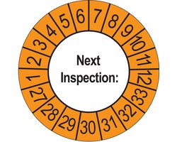 Keuringsstickers Next Inspection 2027 | 50 stuks, Ø 35 mm | Buiten Oranje