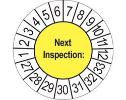 Keuringsstickers Next Inspection 2027 | 50 stuks, Ø 35 mm | Geel