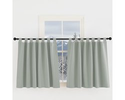KGORGE Gordijgen Kant en Klaar Keukengordijnen Korte Maat voor Woonkamer Slaapkamer Studeerkamer Kinderkamer Verduisterende Roedezak,140B x 125H cm (2 Panelen),Salingroen
