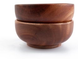 Khaya Woodware - set van 2 Dessert Bowls (houten kommetjes) - Ø 12 cm - Khaya Hout