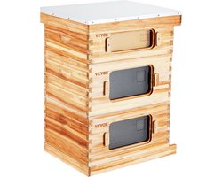 Kibus Bijenkast met 30 Frames - Bijenkorf - Imker - Cederhout / Acrylramen - 46.2x56.2x76cm - Volledige bijenwas coating - Bijenteelt - Honing - Imkers - Imkeren