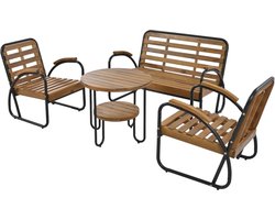 Kibus Houten Tuinset - 4-delig - 4 personen - 2stoelen, tafel en bankje - Acaciahout