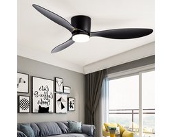 Kibus Plafondventilator met verlichting - 106cm - Afstandsbediening - Plafond Lamp - Zwart - Slaapkamer - LED - Timer - 6 standen - Plafonniere