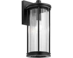 Kichler LED Wand Buitenlamp Barras | 1X E27 Max 40W | IP44 | Dimbaar | Black