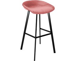 KICK® FINN Barkruk Roze– Zithoogte 70 cm – Velvet – Stalen Frame