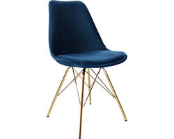 Kick Kuipstoel Velvet Donker Blauw - Goud Frame