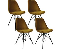 Kick kuipstoel Velvet goud - zwart frame - set van 4