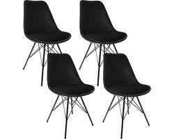 Kick kuipstoel Velvet zwart - zwart frame - set van 4