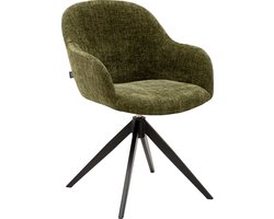 KICK® MATT Draaibare Eetkamerstoel – 360° Auto-Return – Met Armleuningen – Textuurstof – Groen