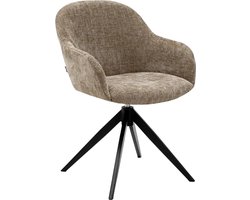 KICK® MATT Draaibare Eetkamerstoel – 360° Auto-Return – Met Armleuningen – Textuurstof – Taupe