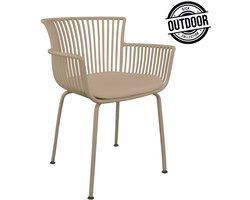KICK® OTIS Tuinstoel – Met Armleuningen – Met Zitkussen – Kunststof – Beige